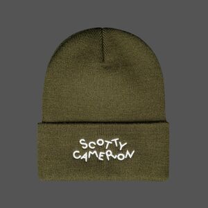 Scotty Cameron Olive Dancing "Scotty Cameron" Beanie Logo Knit Hat - NEW
